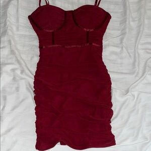 Windsor Red Ruched Bustier Mini Dress